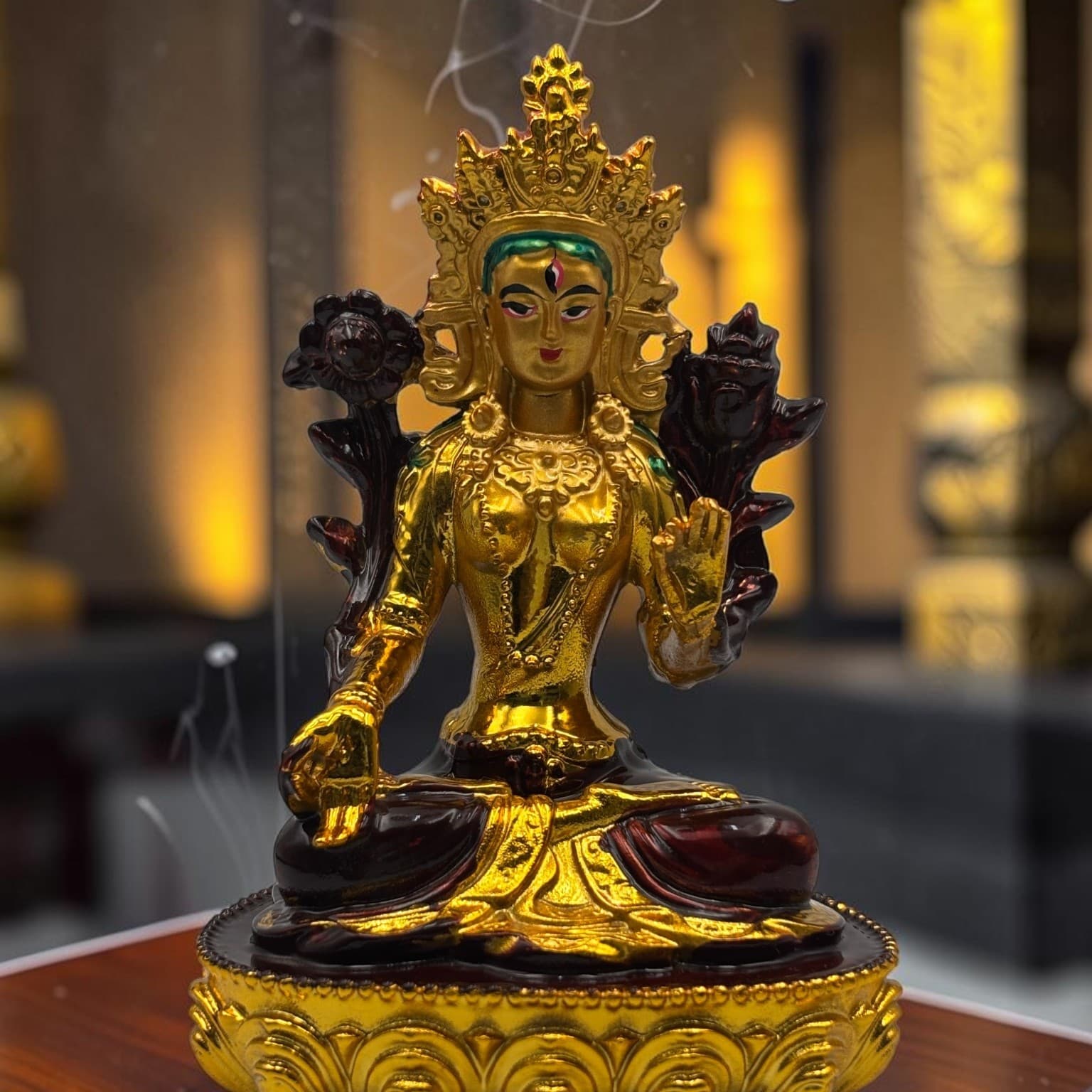 Premium Green Tara Idol – Antique Handcrafted Buddhist Statue